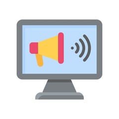 live and streaming related computer screen with megaphone vector in flat style,