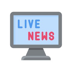 live and streaming related computer screen with live news vector in flat style,