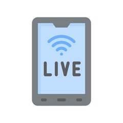 live and streaming related mobile screen with written text and wifi signal vector in flat style,