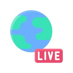 live and streaming related written text with world globe vector in flat style,