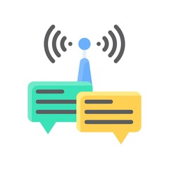 live and streaming related wifi tower with message popup and written text vector in flat style,