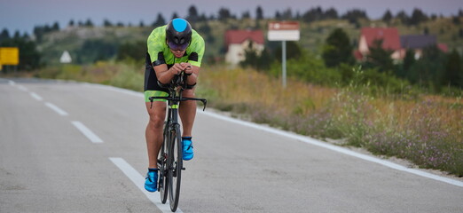 triathlon athlete riding bike