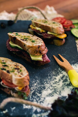 ham and cheese sandwiches plus mixed ingredients