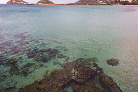Underwater rocks on Greek island Mykonos,Aegean