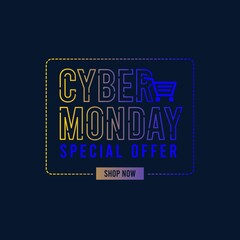 Cyber Monday Banner. Vector Illustration for your Projects. Cyber monday promotional sale: online shopping  e-commerce and Marketing Concept