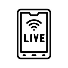 live and streaming related mobile screen with written text and wifi signal vector in lineal style,