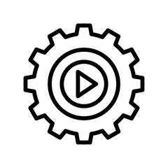 live and streaming related setting or gear with play button vector in lineal style,