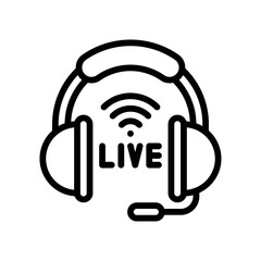 live and streaming related headphone with wifi signals vector in lineal style,