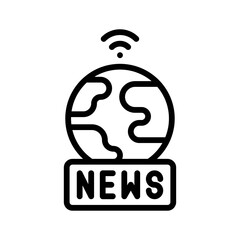 live and streaming related world globe with live news vector in lineal style,