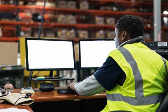 Worker in distribution warehouse