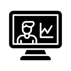 live and streaming related computer screen with boy and graph vector in solid design,