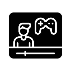 live and streaming related boy with game play button vector in solid design,