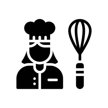 live and streaming related chef girl with egg blander vector in solid design,