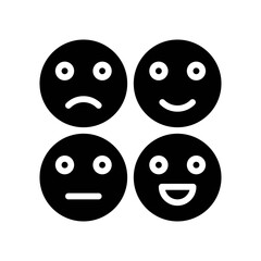 live and streaming related smile, sad, happy emoji vector in solid design,