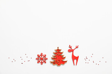 Beautiful Christmas decorations on white background