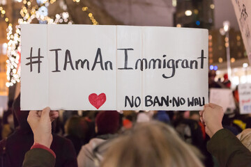 I am an immigrant sign"" at a rally