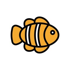 ocean related clown fish in sea with eye vector with editable stroke,