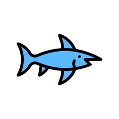 Fototapeta premium ocean related sword fish in water with eye and wings vector with editable stroke,