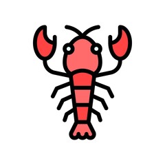 ocean related lobster use in sea food with eyes vector with editable stroke,