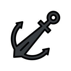 ocean related anchor for boat or ship with huck vector with editable stroke