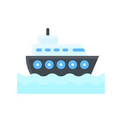 ocean related boat with water waves and windows vector in flat style,