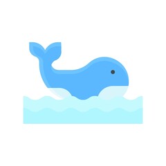 ocean related swimming dolphin fish with water waves vector in flat style,