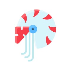 ocean related sea shell in water and sand vector in flat style,