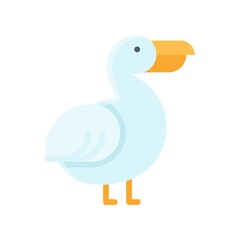 ocean related pelican bird with eyes and wings vector in flat style,