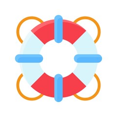 ocean related life guard use in water with circles vector in flat style,