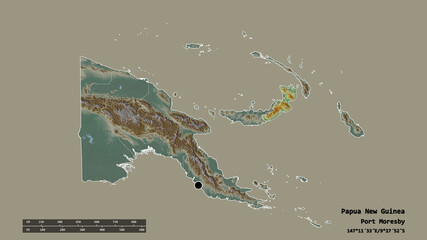 Location of East New Britain, province of Papua New Guinea,. Relief