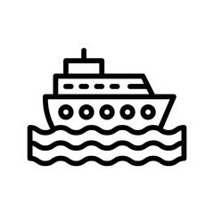 Fototapeta na wymiar ocean related boat with water waves and windows vector in lineal style,