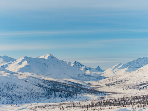 wintry scenery of tombstone mountain,Yukon