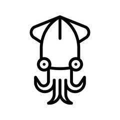 ocean related squid fish in water with eye and wings vector in lineal style,