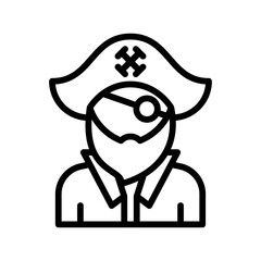 ocean related pirate with cap and beard vector in lineal style,