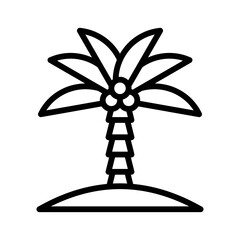 ocean related coconut tree with leafs and sand vector in lineal style,