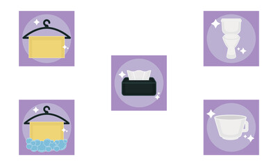 Set of cleaning products icons - Vector illustration
