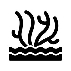 ocean related sea weeds in water with water waves vector in solid design,