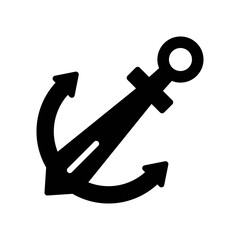 ocean related anchor for boat or ship with huck vector in solid design,