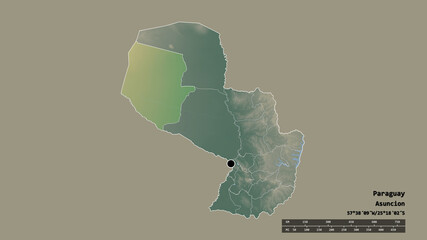 Location of Boqueron, department of Paraguay,. Relief