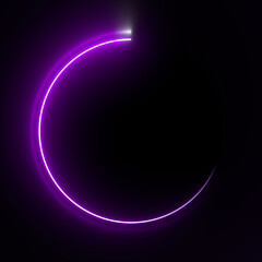 Multi-colored neon lamp on a black background. Halogen light. Simple figure.