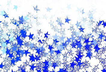 Light BLUE vector pattern with christmas stars.