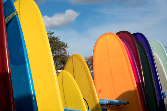 Stacked surfboards