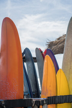 Stacked surfboards