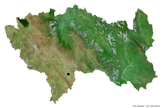 Junin, region of Peru, on white. Satellite