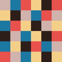 Seamless pattern in retro colors with squares, geometric illustration, vector 