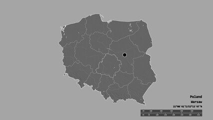 Location of odz, voivodeship of Poland,. Bilevel