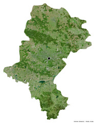 Silesian, voivodeship of Poland, on white. Satellite