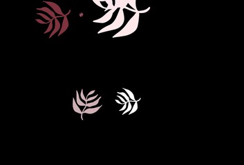 Dark Pink, Red vector doodle layout with leaves.