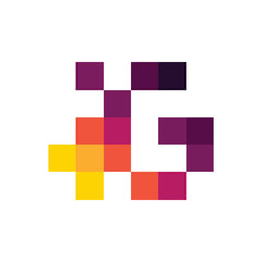 Letter G pixel logo design vector