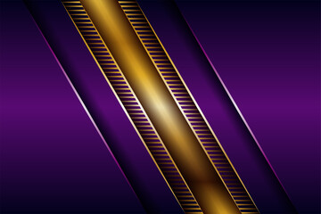 Luxury modern purple overlap layers background with golden combination